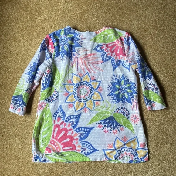 Coral Bay v neck large floral top blouse shirt LP petite - Picture 5 of 5